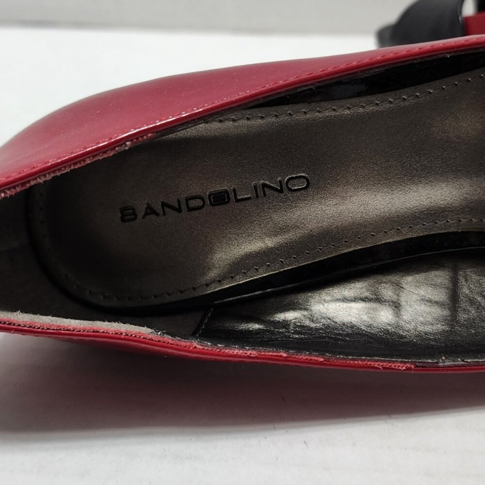 Bandolino Crepita Heels Peep Open Toe Heels - Red & Black Patent - Size 7 - Picture 5 of 7